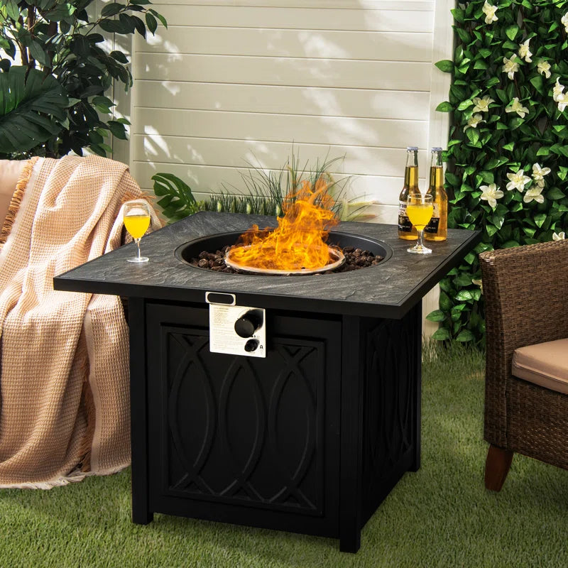 Moorebank Square Steel Propane Smokeless Fire Pit Table with Hidden Fuel Tank