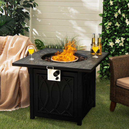 Moorebank Square Steel Propane Smokeless Fire Pit Table with Hidden Fuel Tank