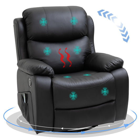 HOMCOM Massage Recliner Chair Manual Reclining Chair with Footrest Remote Black