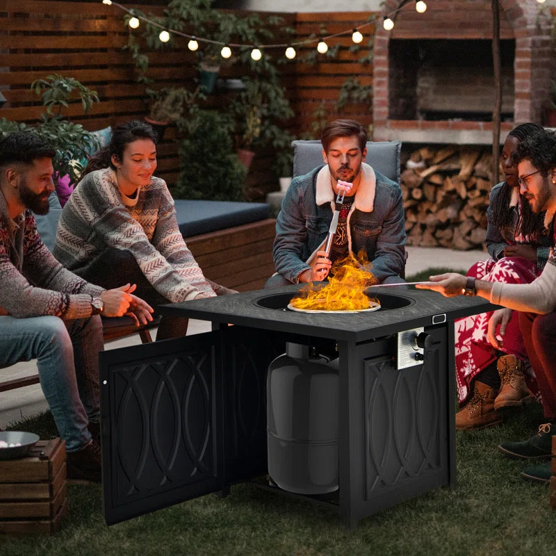 Moorebank Square Steel Propane Smokeless Fire Pit Table with Hidden Fuel Tank
