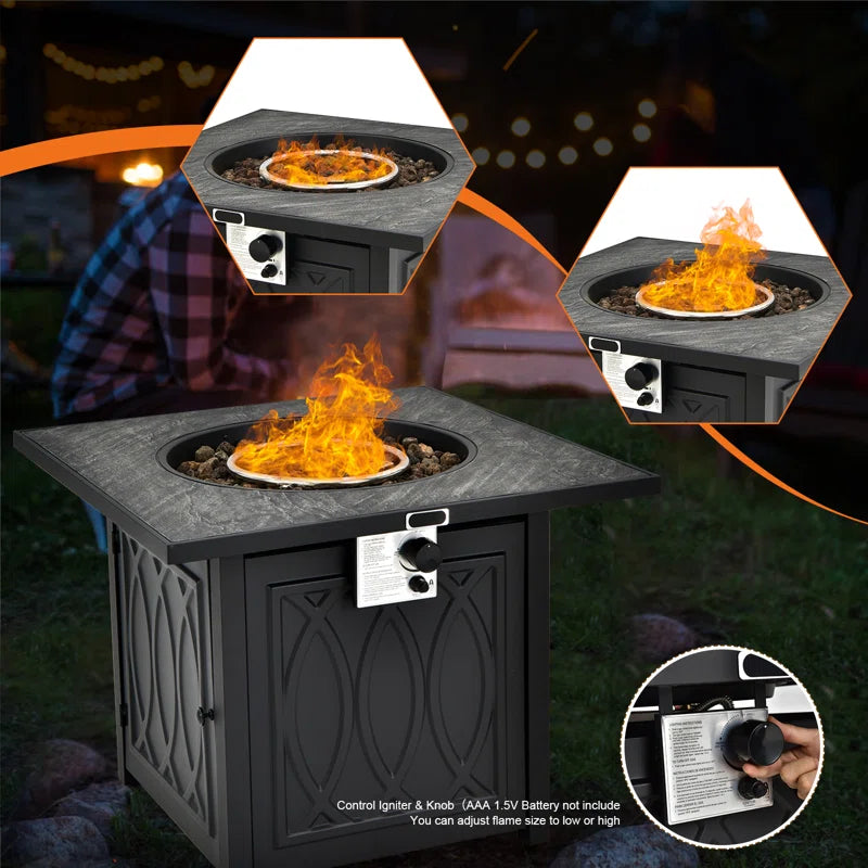Moorebank Square Steel Propane Smokeless Fire Pit Table with Hidden Fuel Tank