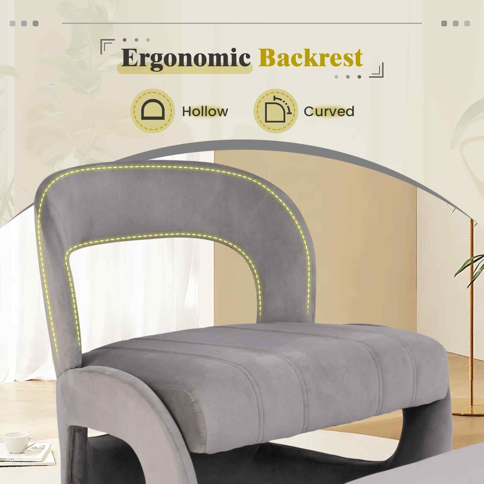 COSTWAY Accent Chair Upholstered Velvet Chair and Ottoman Set