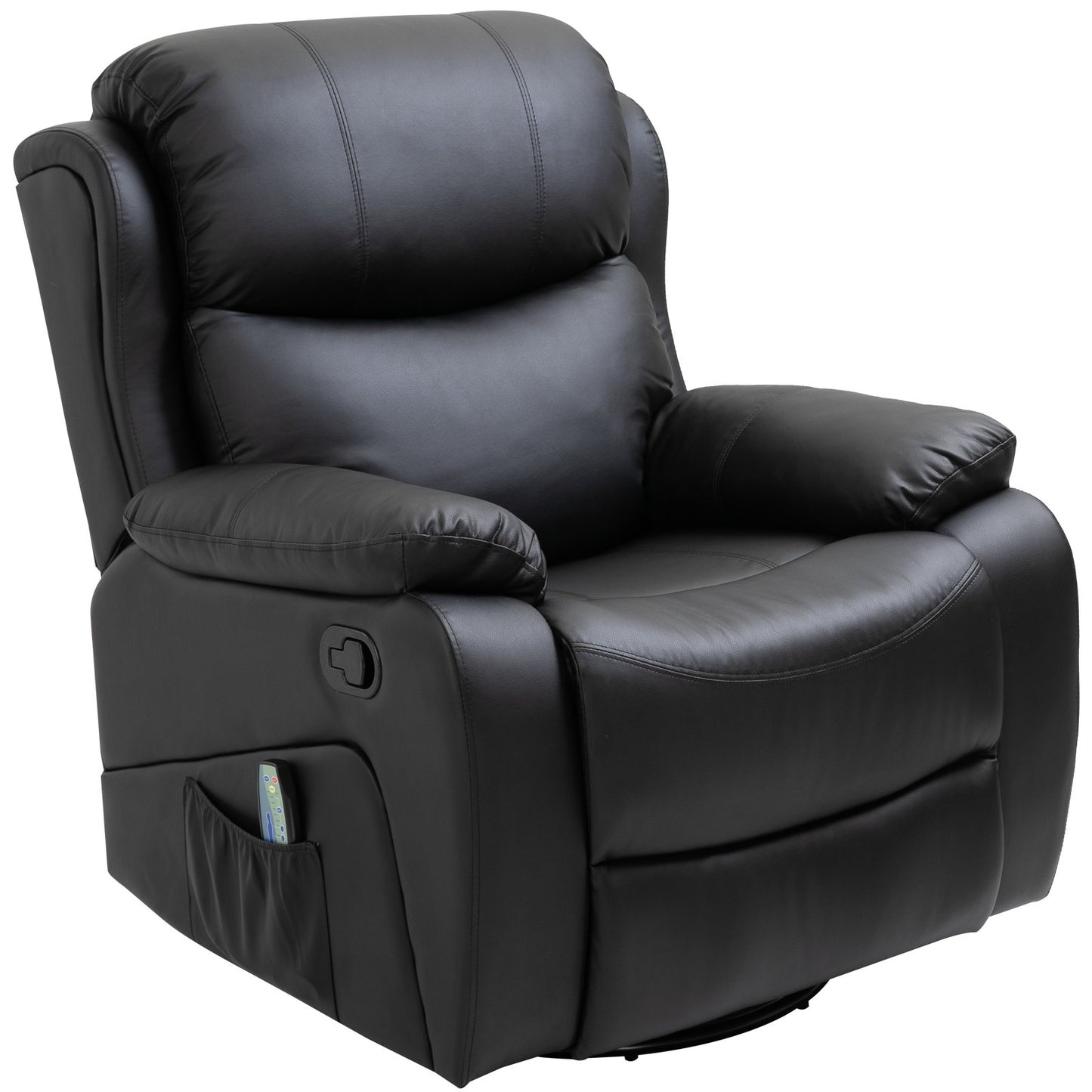 HOMCOM Massage Recliner Chair Manual Reclining Chair with Footrest Remote Black