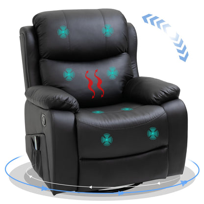 HOMCOM Massage Recliner Chair Manual Reclining Chair with Footrest Remote Black