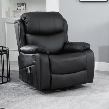 HOMCOM Massage Recliner Chair Manual Reclining Chair with Footrest Remote Black