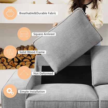 88.58" Luxury Modern Upholstered Sofa for Living Room, Couches with Solid Wood Frame