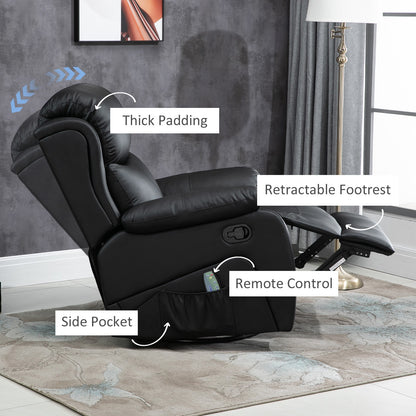 HOMCOM Massage Recliner Chair Manual Reclining Chair with Footrest Remote Black